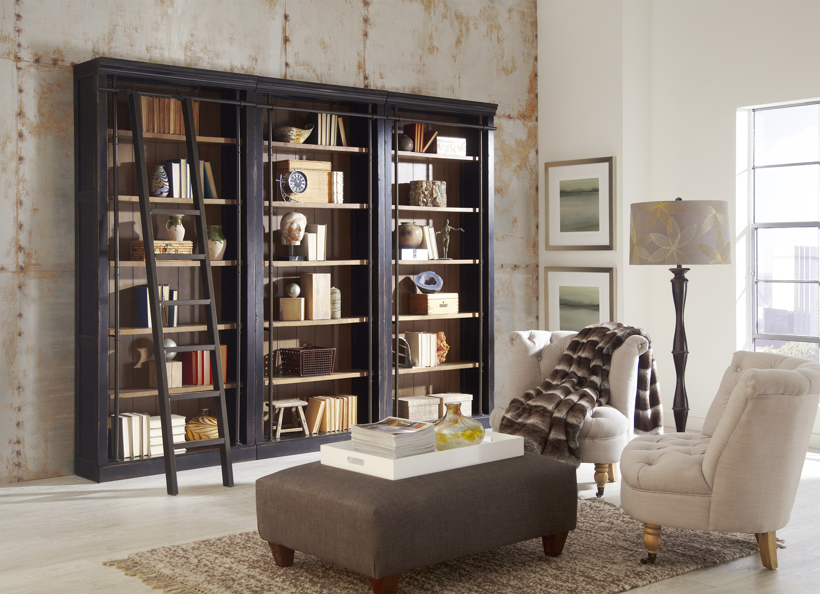 bookshelves in office