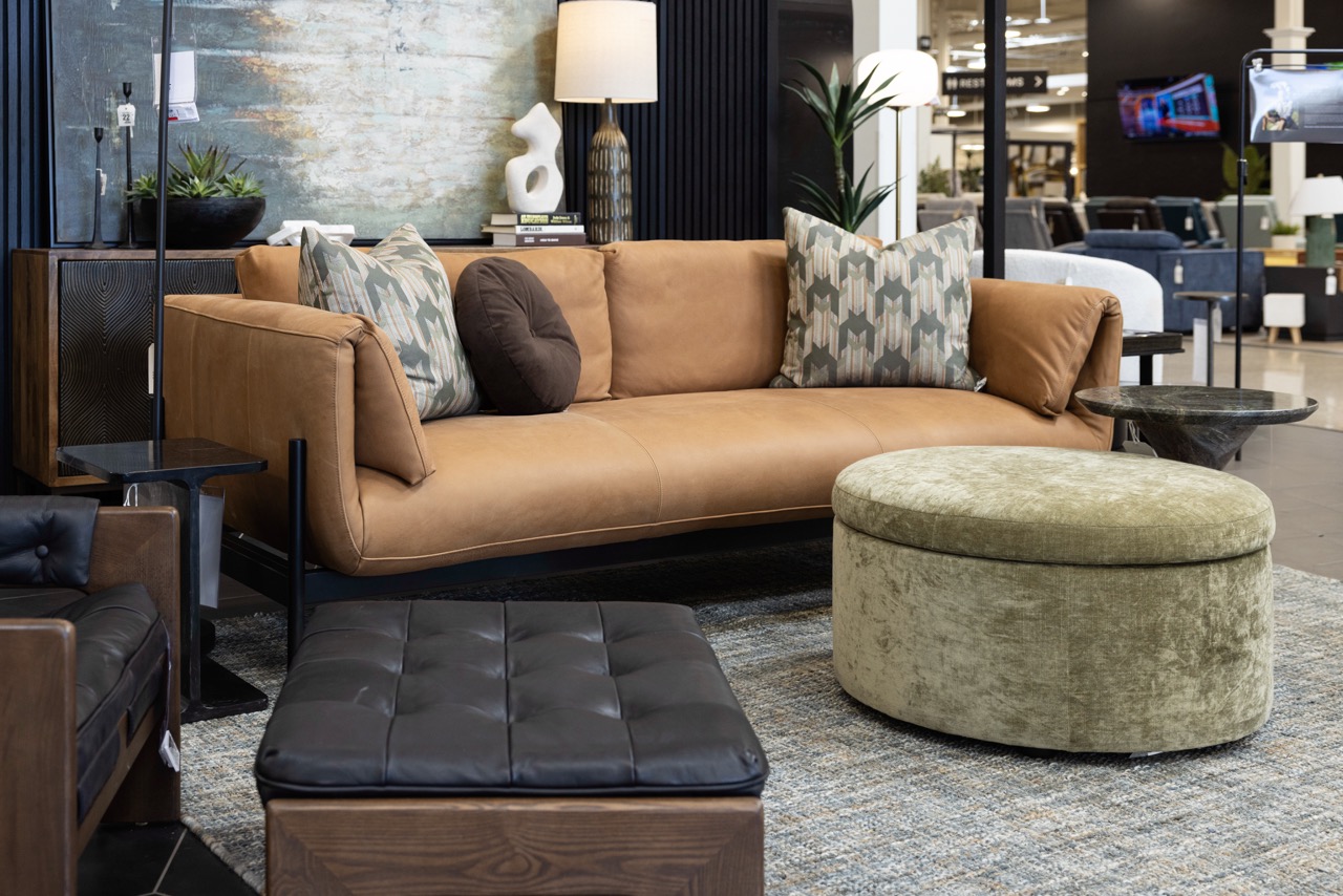 style circle with brown sofa showcasing designer livingroom