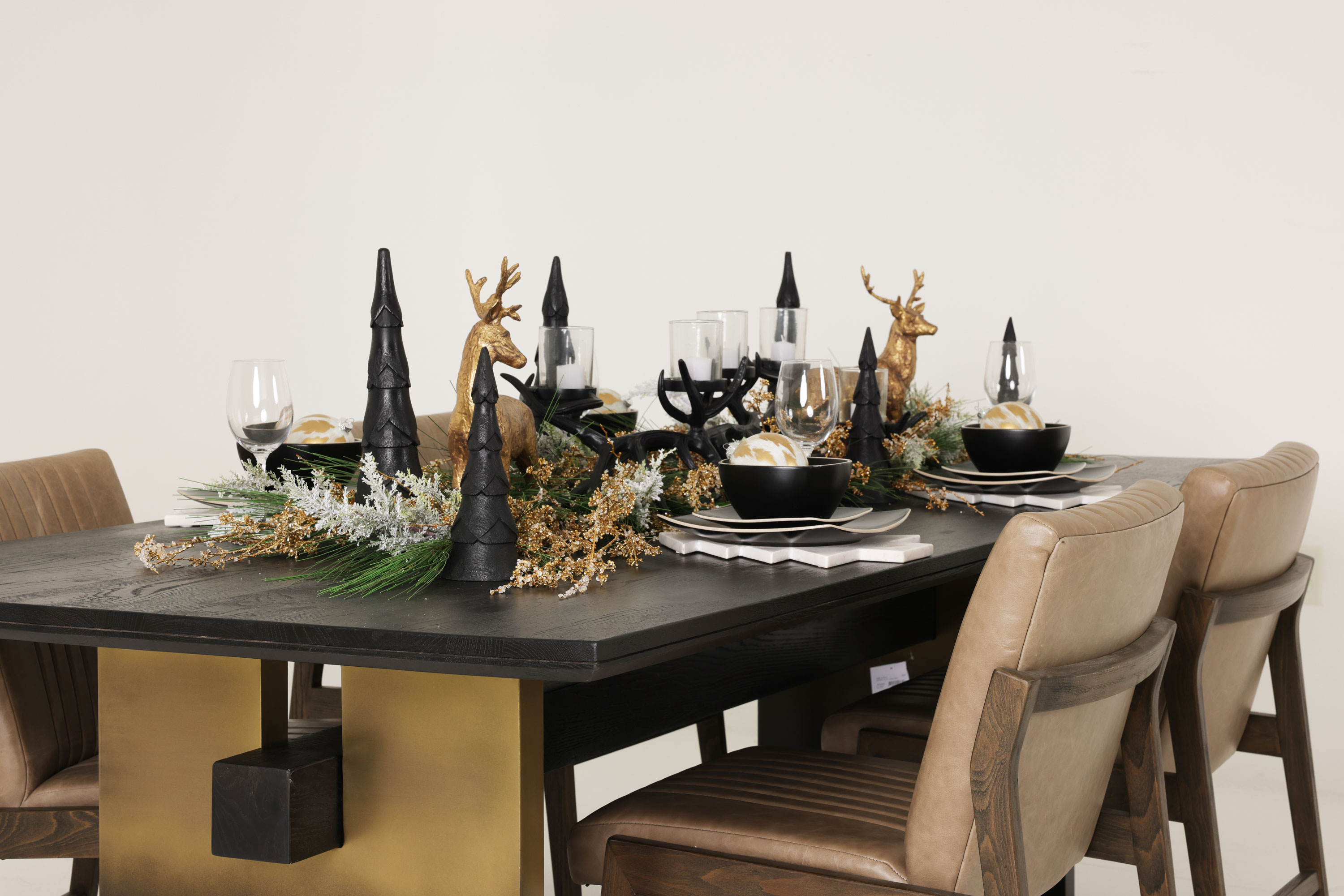 dining room table and chairs with fall accessories